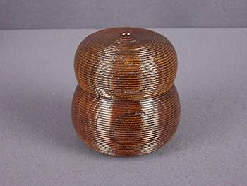 【匿名配送】木製 輪線彫り 棗型 茶入 茶道具 茶器 　糸目瓢　遠州好 匿名配送】木製 輪線彫り 棗型 茶入 茶道具 茶器 遠州好 糸目瓢型